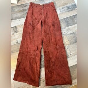 ZUT Burgundy Goat Suede Wide Leg Cargo Pants – NWT –Artisan Suede | Boho Luxe